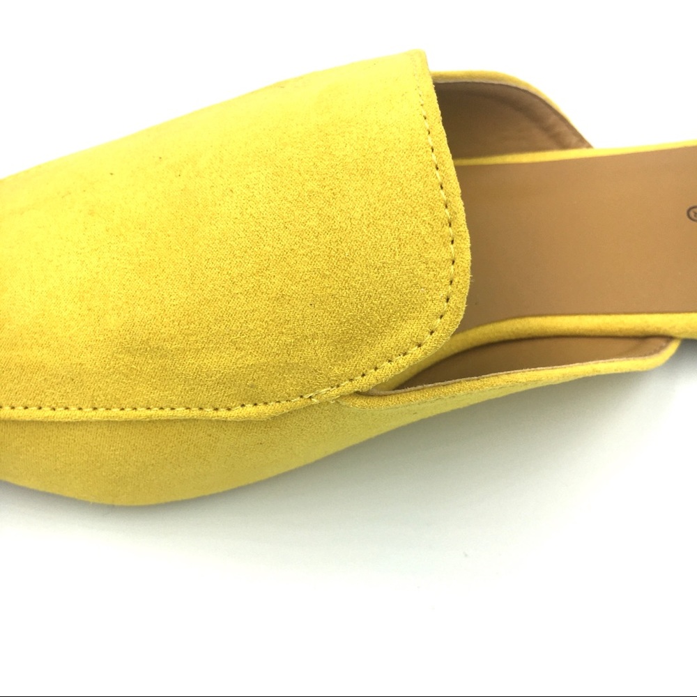 LAST PAIR Yellow Classic Mules in Faux Suede Flats - Picture 6 of 8